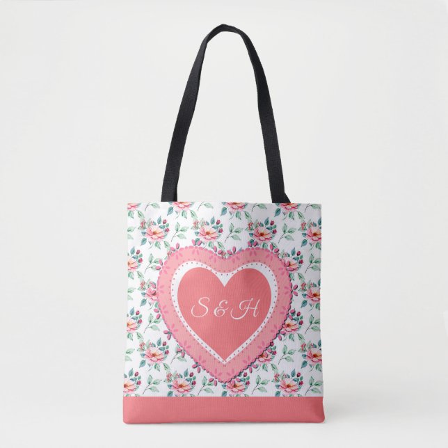 Tote Bag Élégant Motif d'aquarelle fleurie de printemps col (Devant)