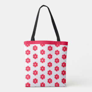 Tote Bag Élégant Motif de Fleur du Coeur Rouge sur Blanc