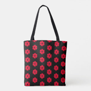 Tote Bag Élégant Motif de fleurs de coeur rouge