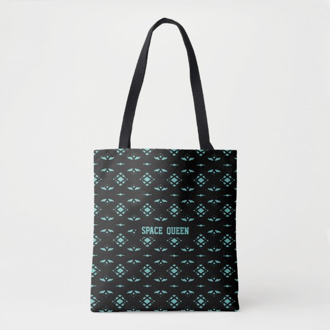 Tote Bag Élégant Motif élégant en noir et Turquoise (Devant)