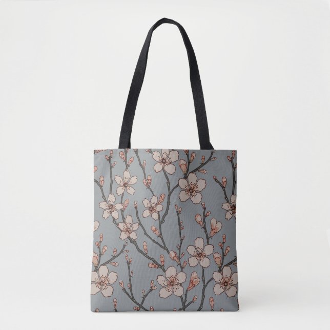 Tote Bag Élégant Motif Fleur rose Douce Fleur Fleur de Ceri (Devant)