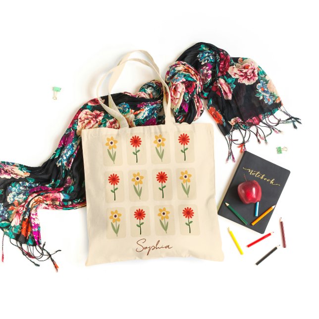 Tote Bag Élégant motif floral (Créateur téléchargé)