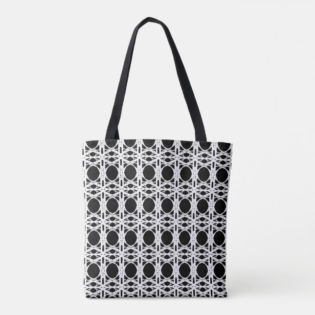 Tote Bag Élégant Motif noir et blanc ovale (Dos)