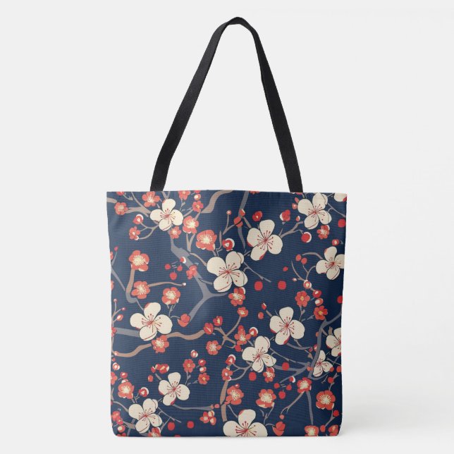 Tote Bag Élégant Motif sans couture en fleur de cerisier (1 (Devant)