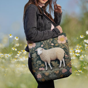 Tote Bag Elégant mouton blanc William Morris inspiré