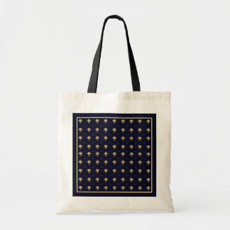 Tote Bag Elegant Navy Blue et Gold Damask