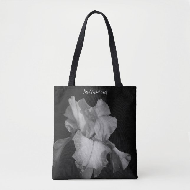 Tote Bag Elégant noir blanc Iris photo personnalisée (Devant)