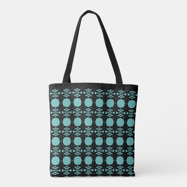 Tote Bag Elégant noir élégant et Turquoise Motif ovale (Dos)