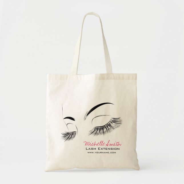 Tote Bag Elégant noir et blanc Eyelashes Dessin Barre Lash (Devant)