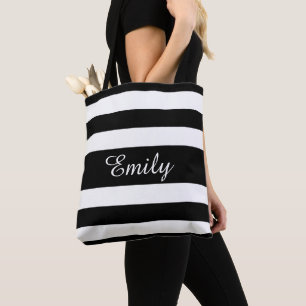 Tote Bag Élégant Noir Et Blancs Nom