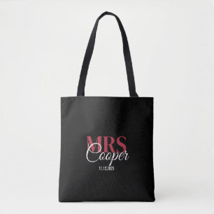 Tote Bag Élégant Nom de mariée élégant Couleur rouge ivoire
