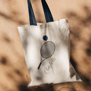 Tote Bag Élégant nom de script Monogram Tennis Coach person