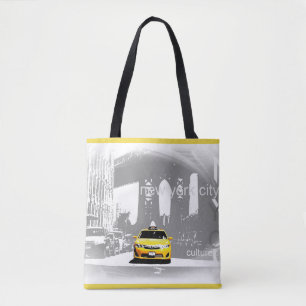 Tote Bag Élégant Nyc New York City Brooklyn Taxi jaune