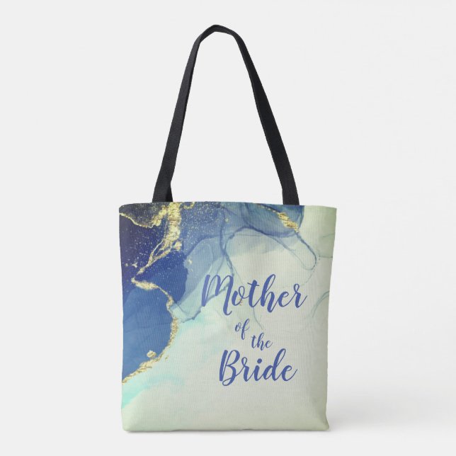 Tote Bag Élégant or et bleu, Abstraite, Mère de la mariée (Dos)