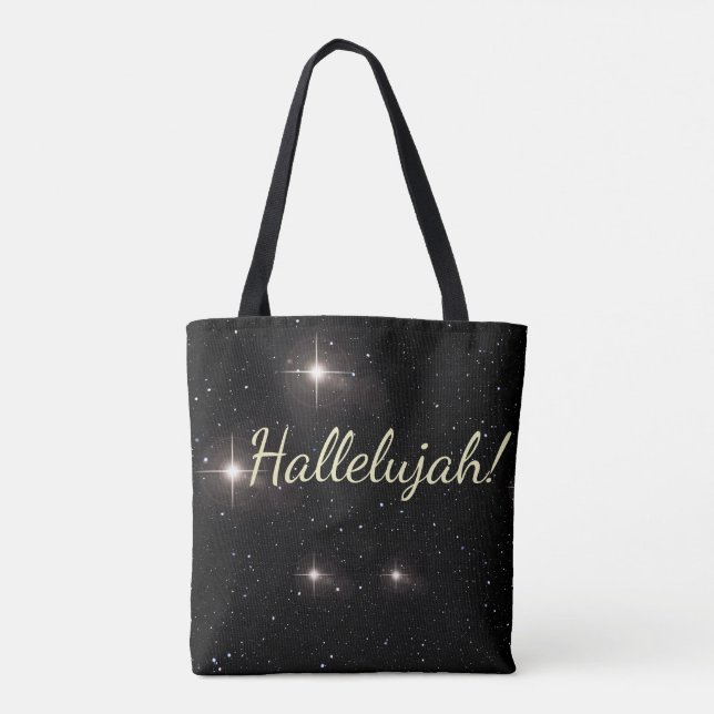 Tote Bag Elégant or 'Hallelujah ! ' Vacances noir étoilé (Dos)