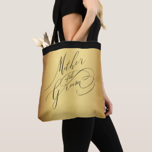 Tote Bag Elégant or noir Script Mère de la chambre