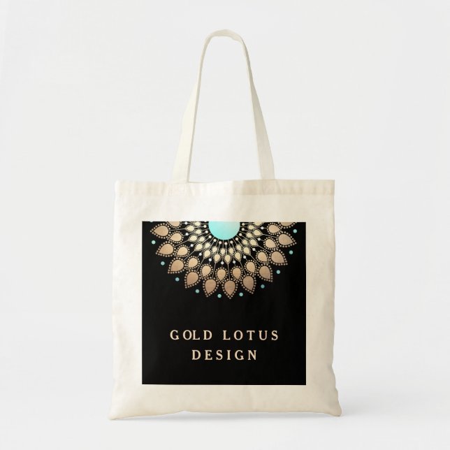 Tote Bag Elégant or Ornate Lotus Mandala (Devant)