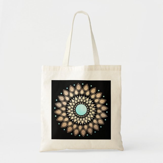 Tote Bag Elégant or Ornate Lotus Mandala (Devant)