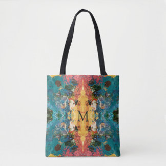 Tote Bag Élégant or rose Turquoise Abstrait