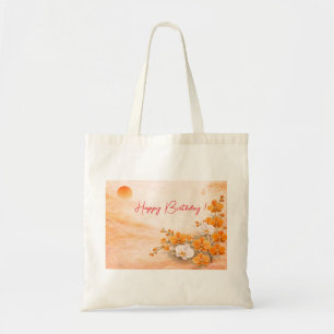 Tote Bag Elegant Orange Orchid Birthday
