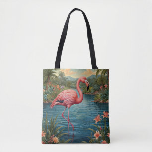 Tote Bag Élégant paradis tropical flamand rose
