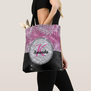 Tote Bag Élégant parties scintillant rose poupée feuille mo