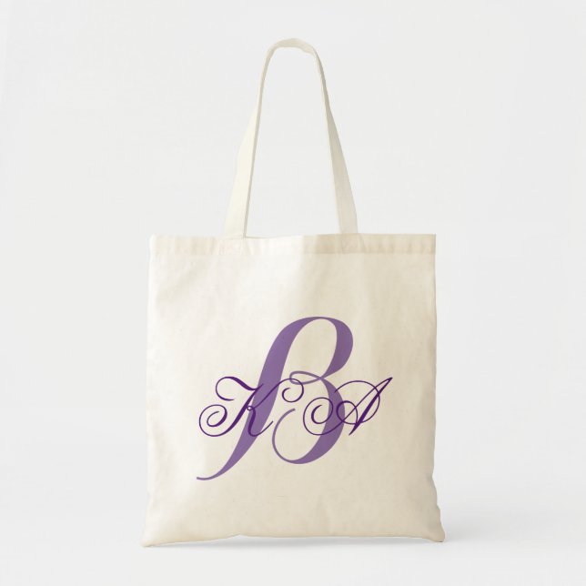 Tote Bag élégant pastel lilas violet monogrammes bridesmaid (Devant)