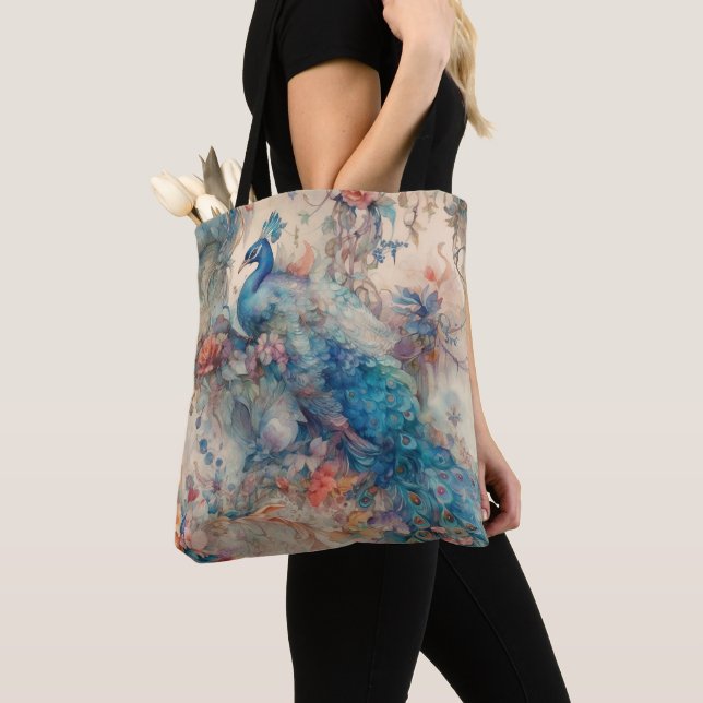 Tote Bag Elégant Peacock (De près)