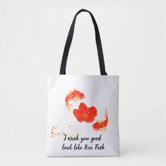 Tote Bag Élégant Poisson Koi et Art de Fleur Rouge | Style