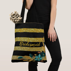 Tote Bag Élégant Robe de Demoiselle d'Honneur aux Rayures D
