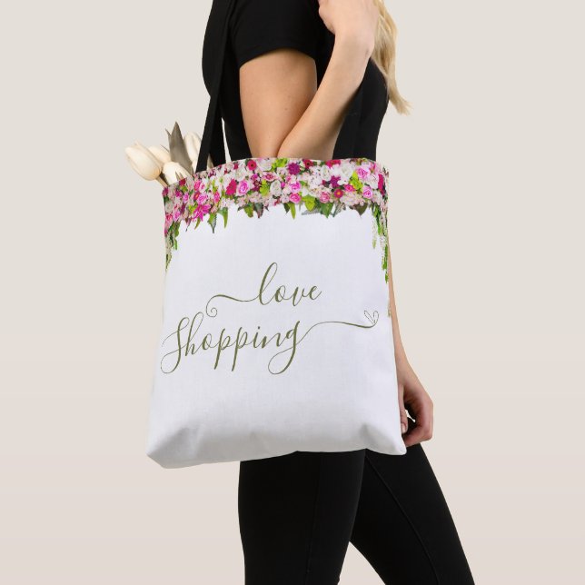 Tote Bag Élégant rose clair floral minimaliste (De près)