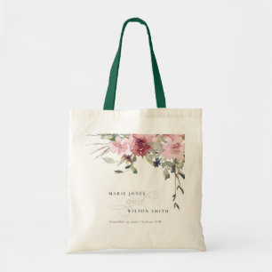 Tote Bag Élégant Rose Dusky Blush Fleur sauvage Floral Mari