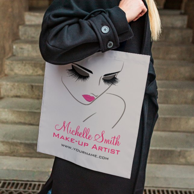 Tote Bag Élégant rose et gris Lash Extension Salon de beaut (Créateur téléchargé)