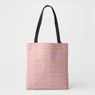 Tote Bag Élégant rose Faux Or Stripes Glamour Cute