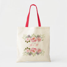 Élégant rose fleuri couronne Monogramme Mariage ca