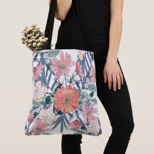Tote Bag Elégant rose Fleurs Aquarelle Floral
