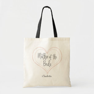 Tote Bag Elegant Rose Gold Geometric Heart Mother of Bride