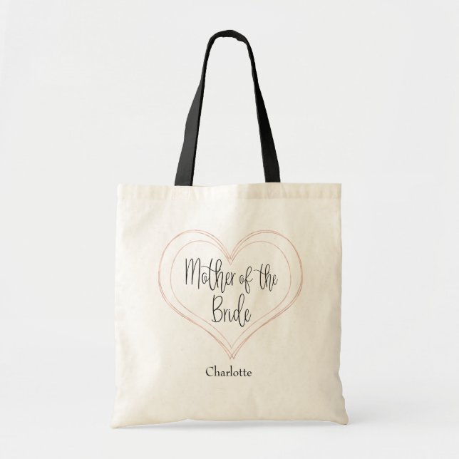 Tote Bag Elegant Rose Gold Geometric Heart Mother of Bride (Devant)