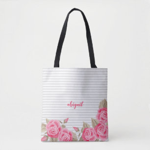 Tote Bag Élégant rose Lovely & Rose Motif rayé