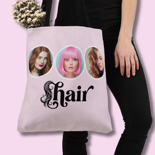 Tote Bag Élégant Rose Pâle 3 Photo Coiffeur Salon