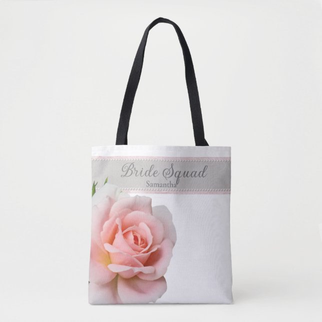 Tote Bag Élégant Rose Rose Équipe de Mariée Mariage (Devant)