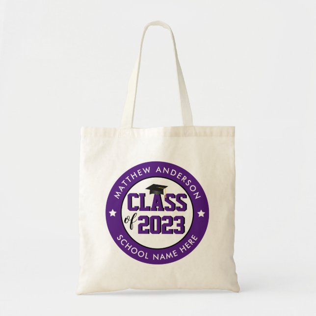 Tote Bag Elegant Royal Purple Class of 2023 Graduation (Devant)