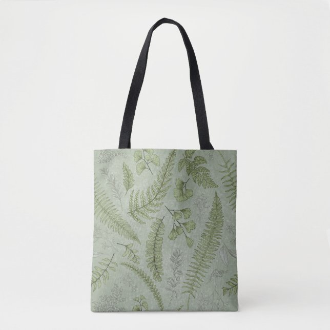 Tote Bag Elégant Sage Vert Aquarelle Floral (Devant)