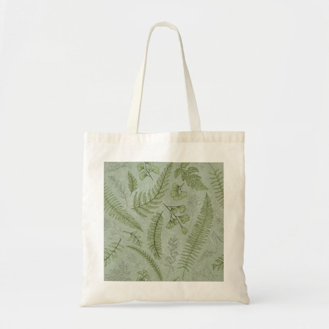 Tote Bag Elégant Sage Vert Aquarelle Floral (Devant)