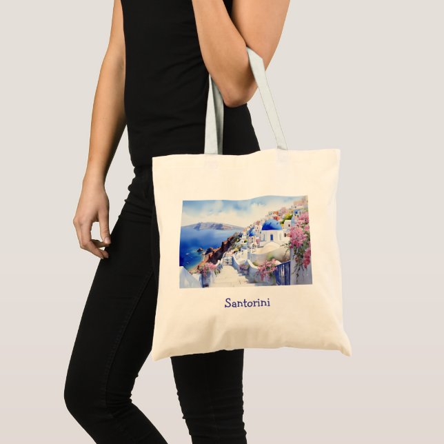 Tote Bag Elégant Santorin Grèce Pittoresque (Devant (produit))