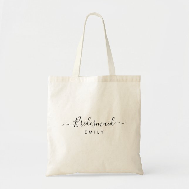 Tote Bag Élégant Script Bridesmaid Nom personnalisé (Devant)