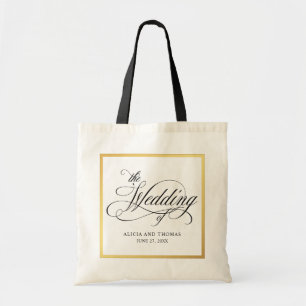 Tote Bag Élégant Script fleurit Mariage personnalisé