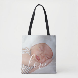 Tote Bag Élégant script moderne pour photo de bébé