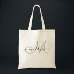 Tote Bag Élégant Script Monogramme Nom Moderne tendance<br><div class="desc">Ce sac fourre-tout monogrammé dispose d'un monogramme avec une police de script moderne. Personnalisez-le avec votre nom et votre monogramme.</div>