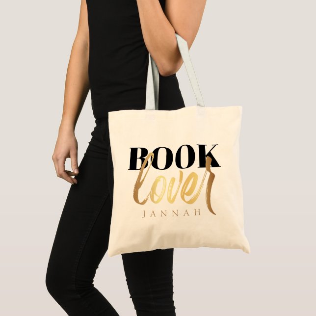 Tote Bag Élégant Script Or Livre Passion (Devant (produit))